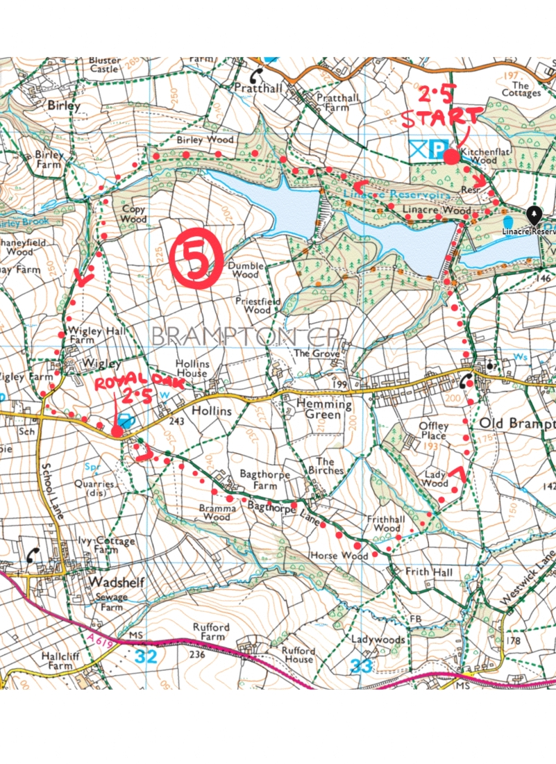29. Linacre Reservoir, Brampton walk map
