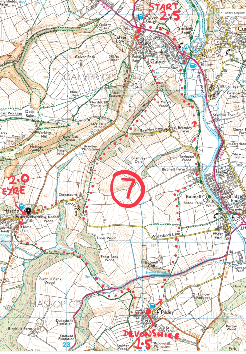 49. Calver, Hassop, Pilsley and Bubnell peak district walk